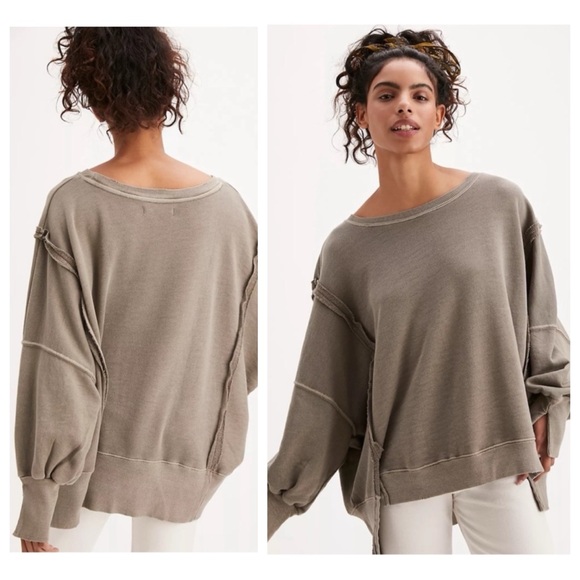 NEW Free People x We The Free Camden Sweatshirt in Phantom Heather - Picture 6 of 8